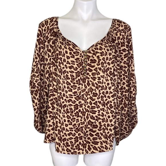 T-bags Leopard Print Blouse Top - Picture 1 of 8